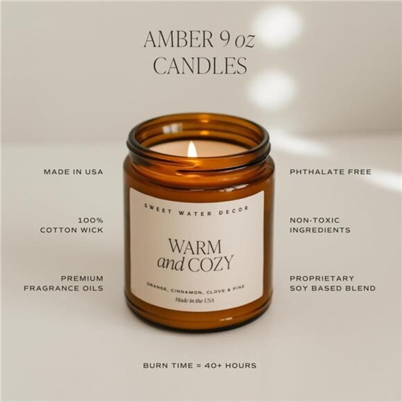 Warm and Cozy Soy Candle - Orange Peel, Cinnamon,Ginger and Clove Scented Candle - Picture 2 of 7